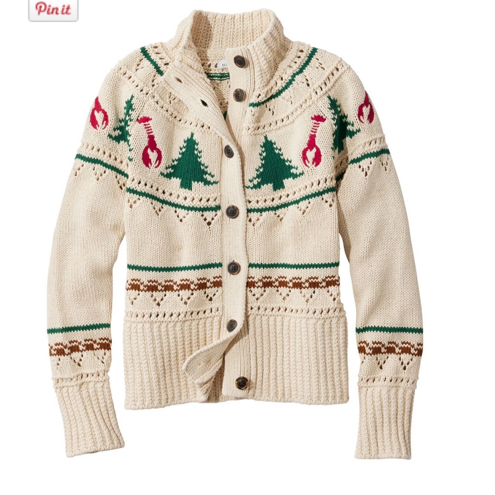 Signature Cream and Green Cardigan Sweater